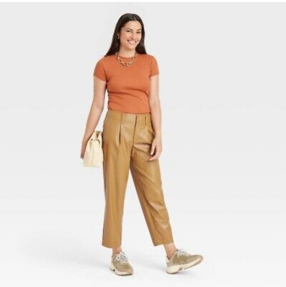 a new day Pants - WOMEN'S High Rise Faux Leather Ankle Pants- A New Day